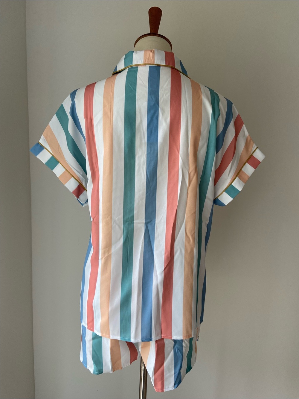 NWT Striped Pastel Cotton-Blend Pajama Set - Picture 5 of 10
